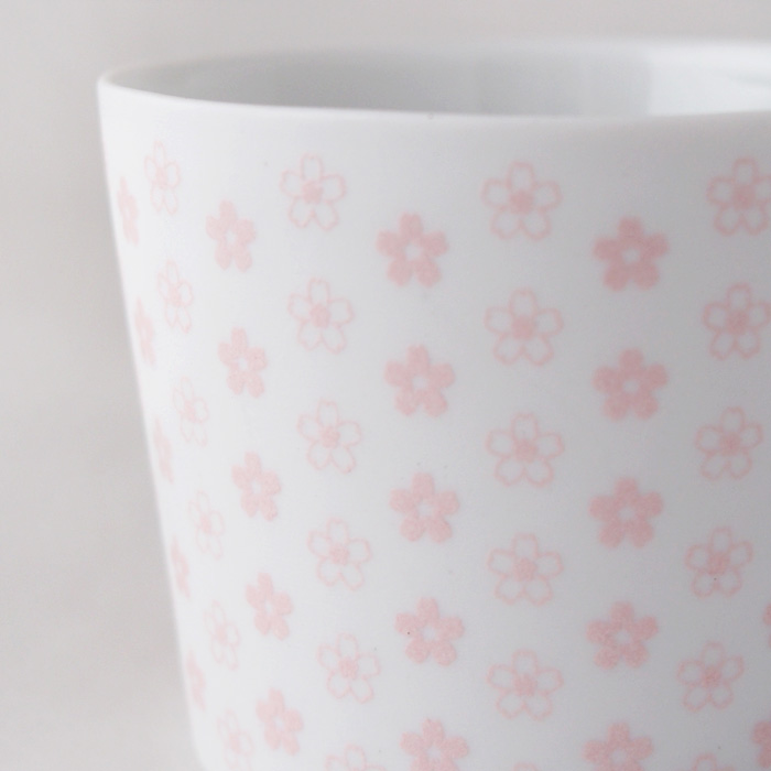 janome（ジャノメ）そば猪口　釉薬銅版　さくら/桜色　柄拡大