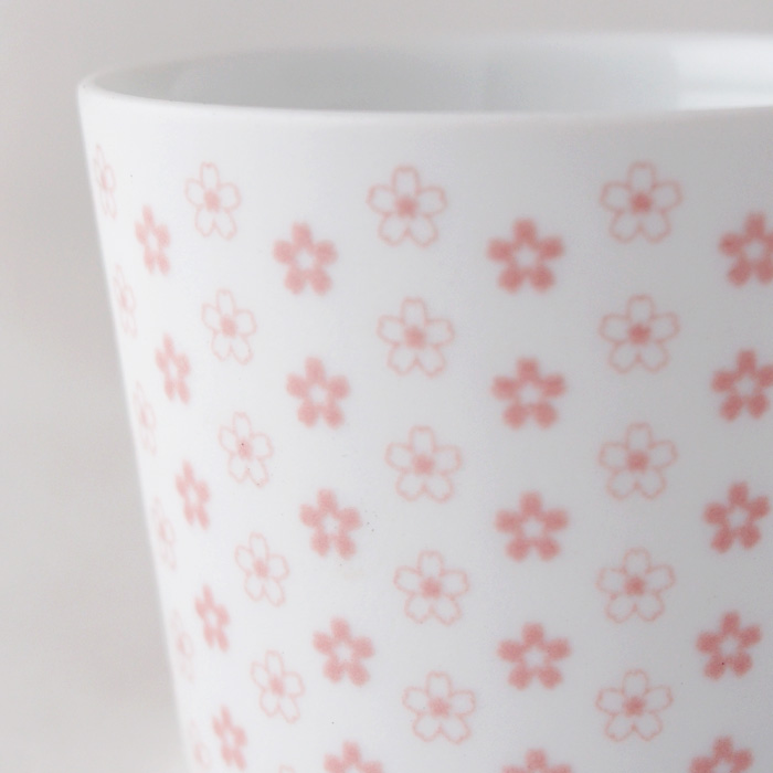 janome（ジャノメ）そば猪口　釉薬銅版　さくら/薄紅色　柄拡大