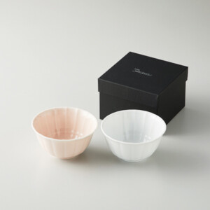 suzune（すずね）ペアめし碗　白磁・桃釉