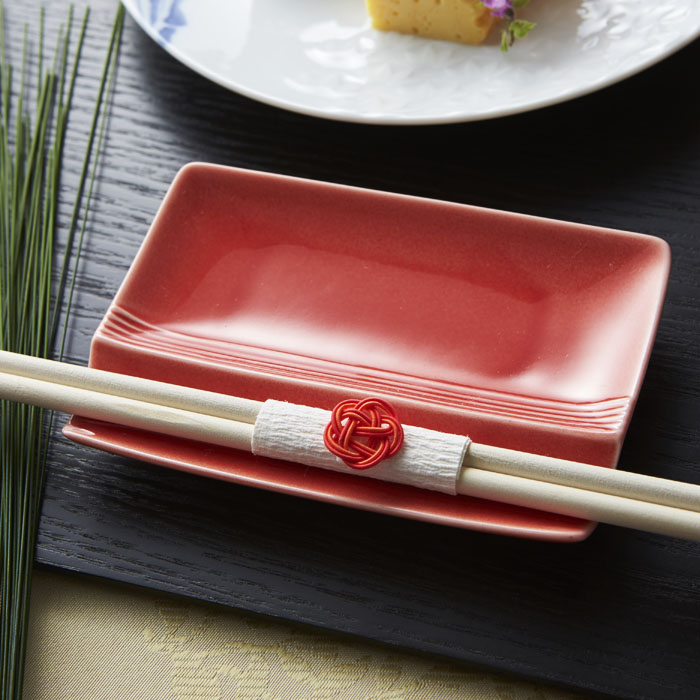 mizu-hiki（水引）仕切り小皿　赤釉