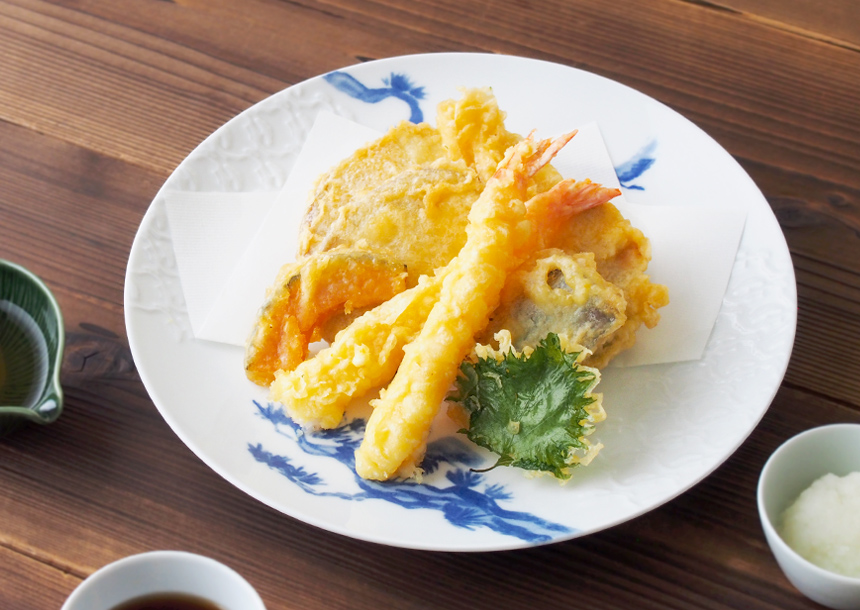 福・松竹梅　松大皿　つる紋　天ぷら盛り付けイメージ