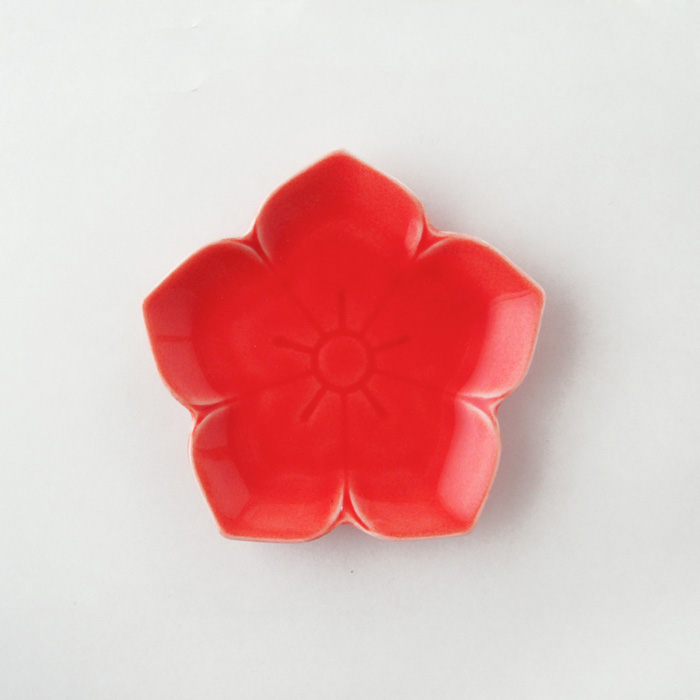 【在庫限り】gaku(楽‐がく)文様小皿 桔梗 赤釉〈限定色〉