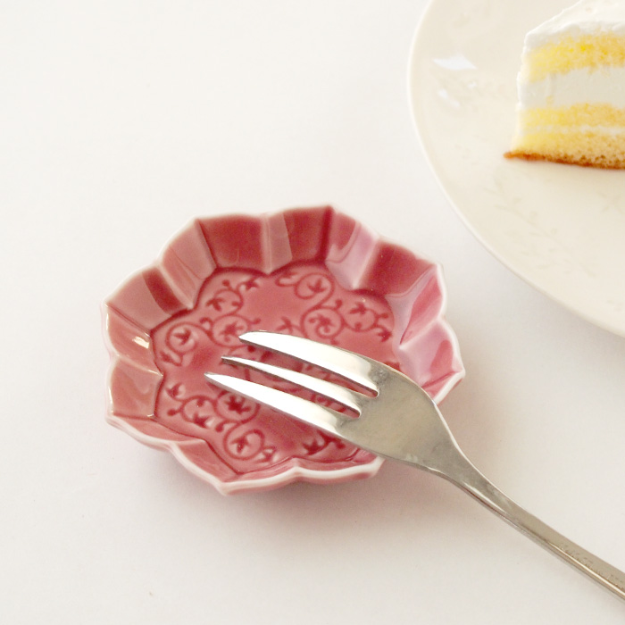 gaku（楽‐がく）線刻豆皿　八稜鏡　あずき色〈限定色〉