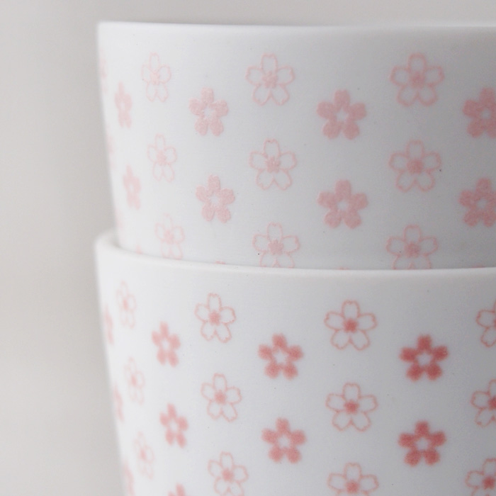 【ニコ、ニコニコ。】そば猪口（さくら柄）2コセット　柄拡大